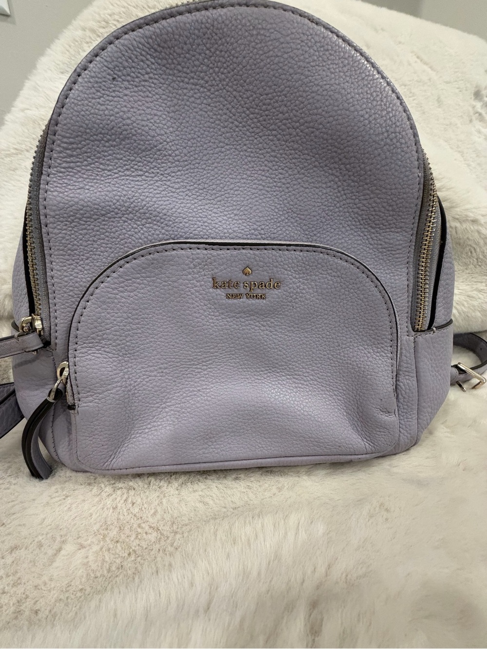 kate spade lilac pebbled leather mini backpack with gold hardware